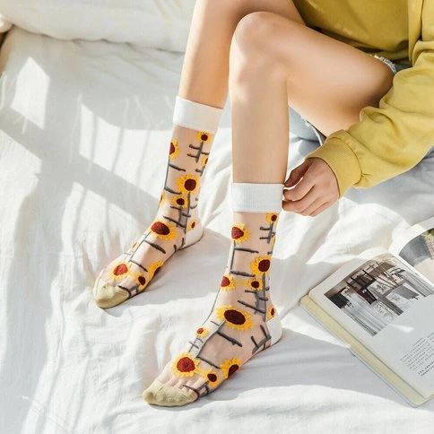 Bolero Japon Kore Tarzı Şeffaf Transparan Kadın Çorap Sunflower
