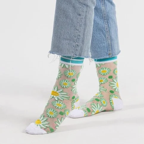 Bolero Papatyalı Japon Kore Tarzı Şeffaf Transparan Kadın Çorap Daisy - B59