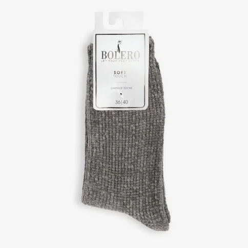 Bolero Kadife Dokulu Bayan Kışlık Ev Çorabı Füme - B58