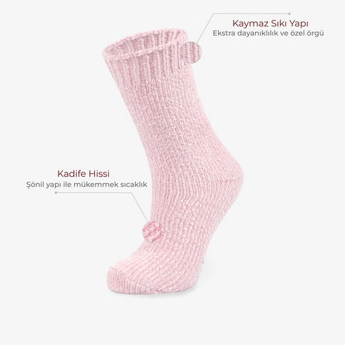 Bolero Kadife Dokulu Kadın Kışlık Çorabı Pudra