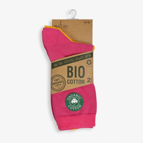 Bolero Kadın 2'li Organik %100 Pamuk Çorap Pembe Sarı