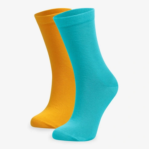 Bolero Kadın 2'li Organik %100 Pamuk Çorap Turkuaz Sarı