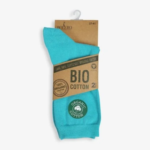 Bolero Kadın 2'li Organik %100 Pamuk Çorap Turkuaz Sarı - B46
