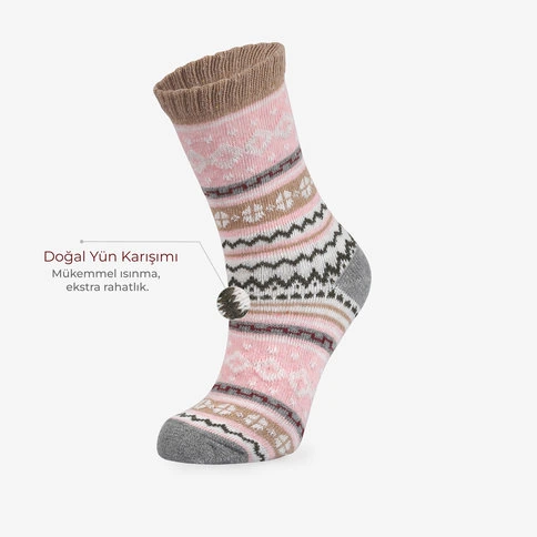 Bolero Kadın 3'lü Lüks Renkli Yünlü Çorap