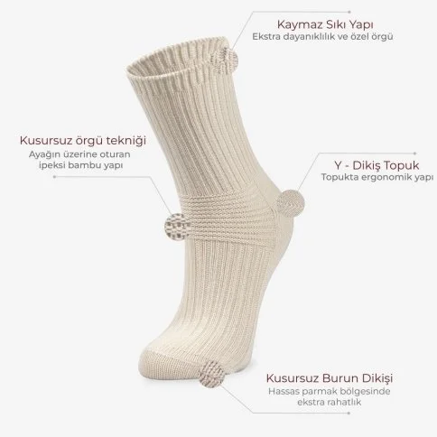 Bolero Derbili 5'li Bambu Kadın Soket Çorap - B71