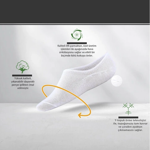 Bolero Kadın 6'lı Pamuklu Sneakers Çorap Beyaz
