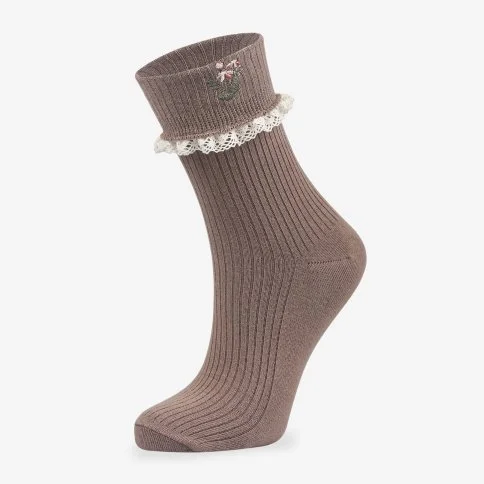 Bolero Kadın Dantelli Nakışlı Çorap Bej - B37