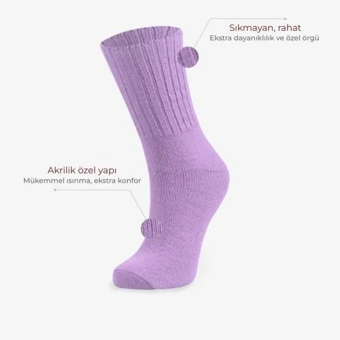 Bolero Kadın Kokulu 2'li Uyku Çorabı Mor Krem - B19