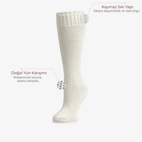 Bolero Kadın Krem Dizüstü Kışlık Çorap - B55