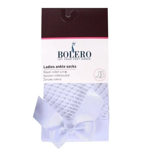 Bolero Kadın Kurdelalı Beyaz File Fishnet Soket - N39