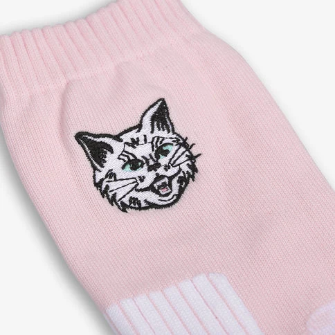 Bolero Kedi Nakışlı Pembe Spor Çorap
