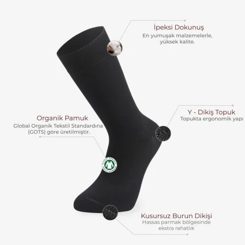 Bolero Men's 2-Pack Organic 100% Cotton Socks