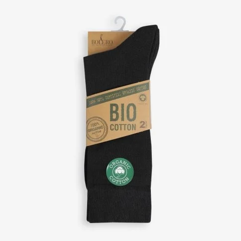 Bolero Men's 2-Pack Organic Black Socks