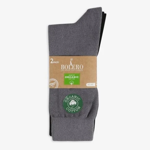 Bolero Men's 2-Pack Organic Socks Smoke Black - E67