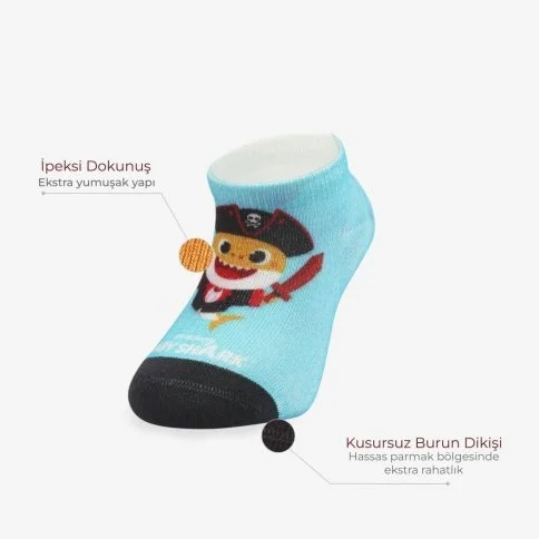 Bolero Orijinal Lisanslı Baby Shark Erkek Çocuk Baskılı Patik Çorap Pirate - C46