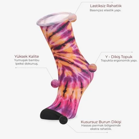 Bolero Roll Top Lastiksiz Kadın Batik Soket Çorap - B44
