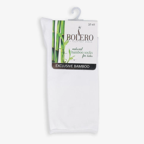 Bolero Roll Top Lastiksiz Kadın Beyaz Bambu Soket Çorap