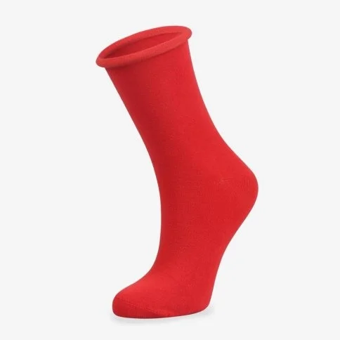 Bolero Roll Top Lastiksiz Kadın Kırmızı Bambu Soket Çorap - B11