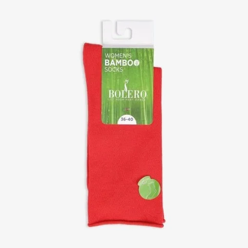 Bolero Roll Top Lastiksiz Kadın Kırmızı Bambu Soket Çorap - B11