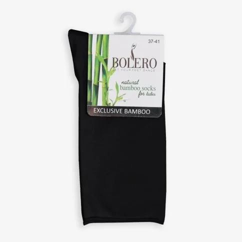 Bolero Roll Top Lastiksiz Kadın Siyah Bambu Soket Çorap - B11