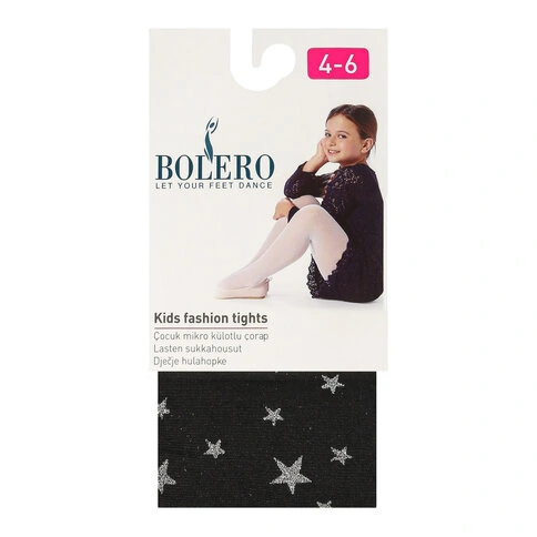 Bolero Siyah Desenli Kız Çocuk Külotlu Çorap