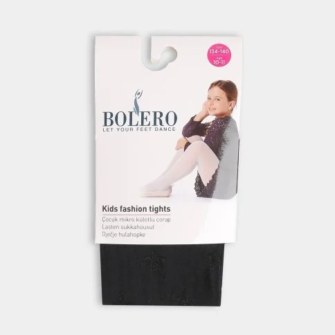Bolero Siyah Desenli Kız Çocuk Külotlu Çorap - N40