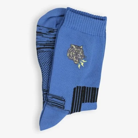 Bolero Tiger Embroidered Men's Tennis Sports Socks Sax