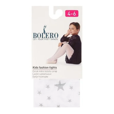 Bolero White Star Patterned Girls Tights