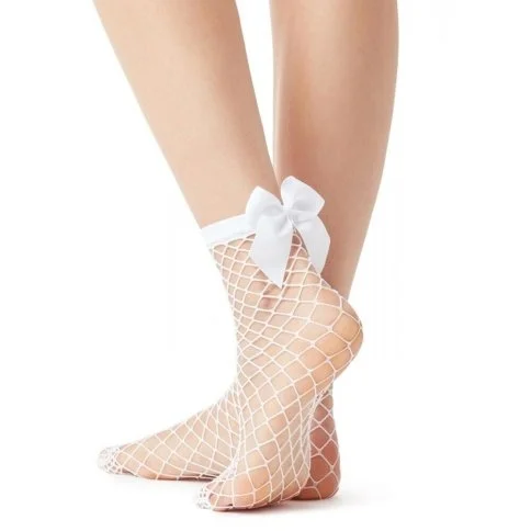 Bolero Woman Ribboned White Fishnet Socks