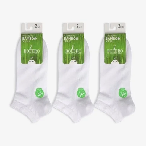 Bolero Women's 6-Pack Bamboo Booties White Socks