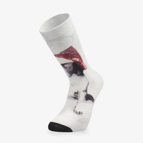 Colorcool Beyaz Baskılı Yılbaşı Çorabı Dog - E57