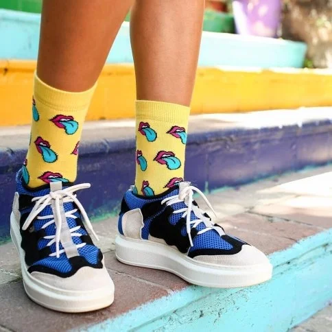 Colorcool Kadın Eğlenceli Çorap Sarı Pop Art - E72