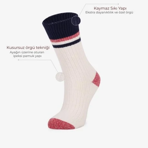 Colorcool Kadın Fitilli Kışlık Çorap Krem - E62