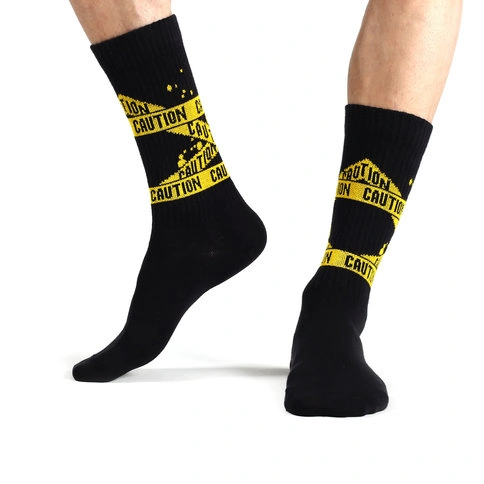 Colorcool Men's Black Sports Socks Caution