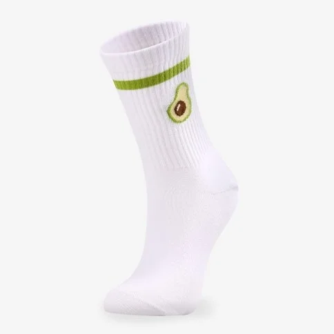 Colorcool Women's White Ribbed Socks Avocado