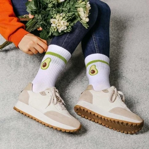 Colorcool Women's White Ribbed Socks Avocado