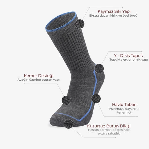 Nordsox 2'li Erkek Kalın Spor Çorap