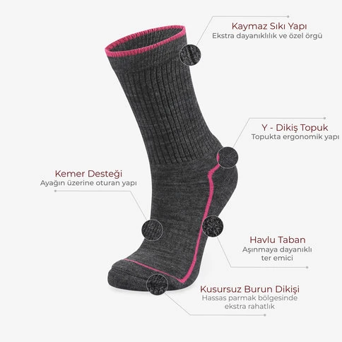 Nordsox 2'li Kadın Kalın Spor Çorap