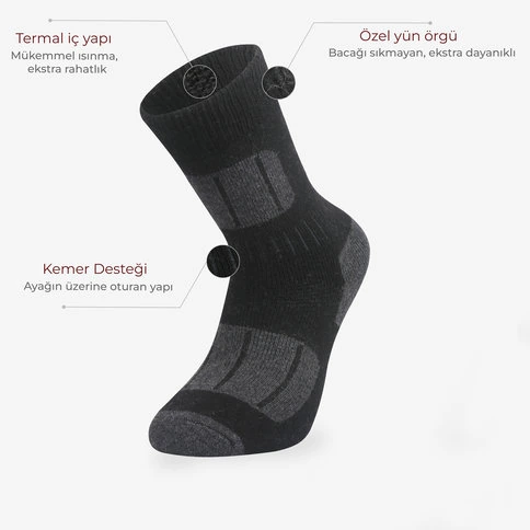 Nordsox Erkek Koyun Yünü Spor Termal Çorap