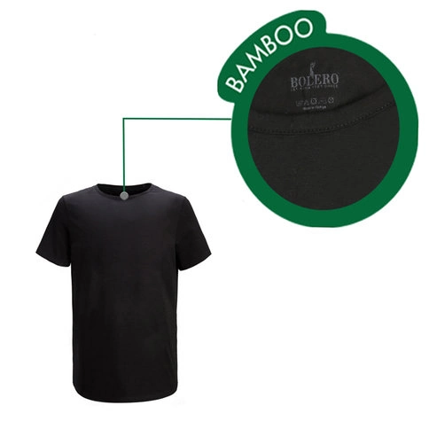 Nordsox Erkek Siyah Bisiklet Yaka Bambu T-shirt