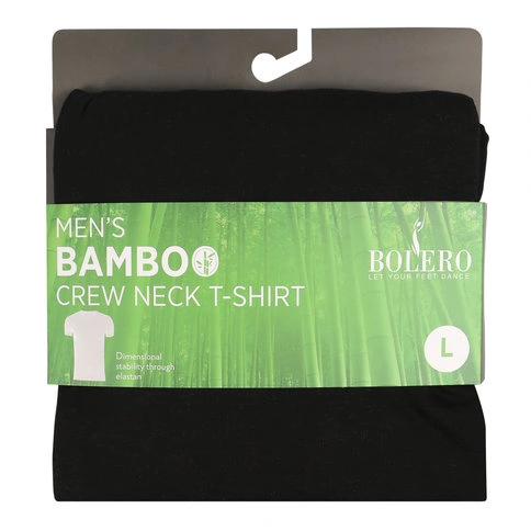 Nordsox Men's Black Crew Neck Black Bamboo T-shirt