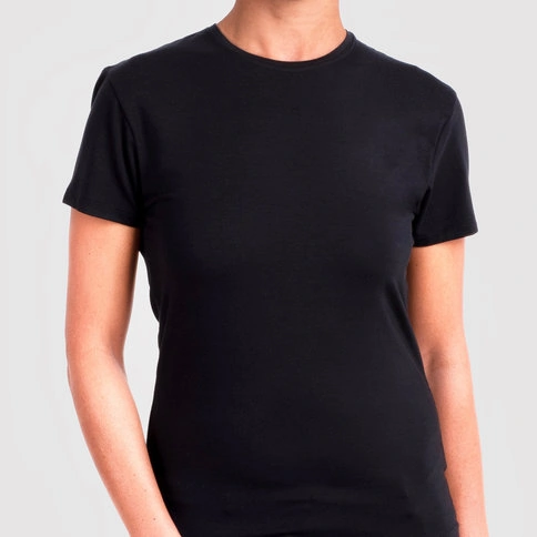 Nordsox Women's Black Crew Neck Black Bamboo T-shirt