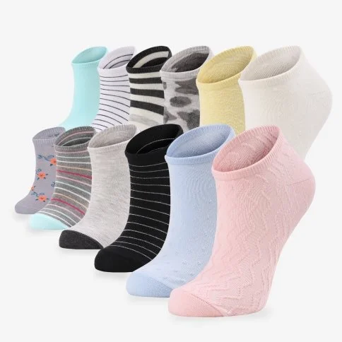 Toptan Karışık 12'li Kadın Patik Çorap - B09