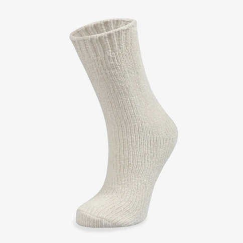 Velvet Textured Women's Winter Home Socks Cream