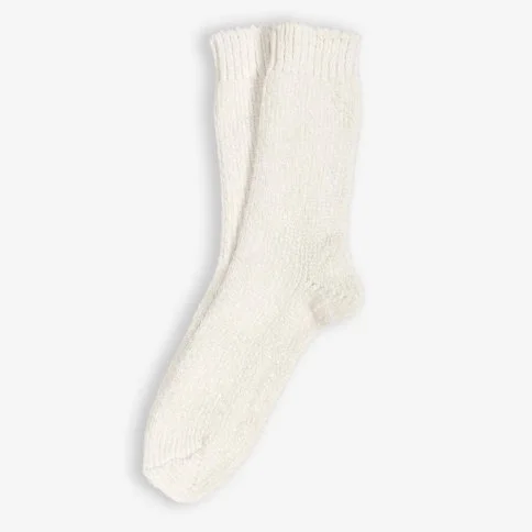 Velvet Textured Women's Winter Home Socks Cream