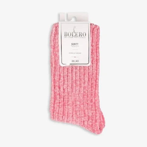 Velvet Textured Women's Winter Home Socks Pink
