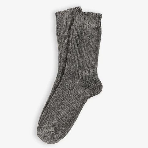 Velvet Textured Women's Winter Home Socks Smoke