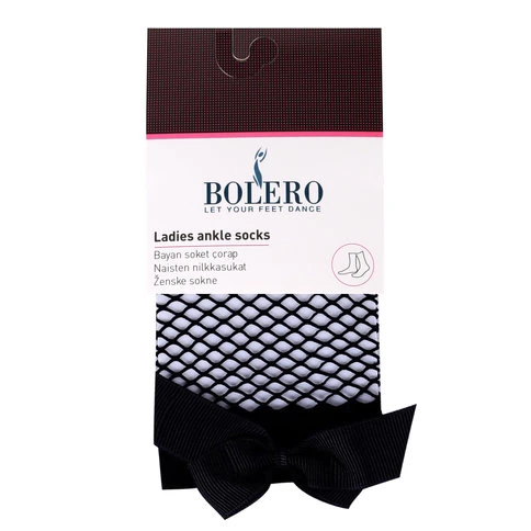 Woman Ribboned Black Fishnet Socks